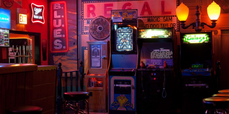 Arcade machines at a bar on Chicago's west side.