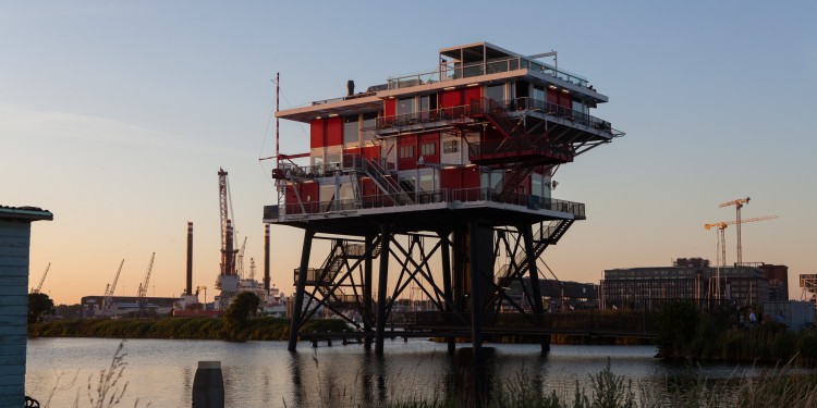 The former pirate radio broadcasting platform that was confiscated by the Dutch government in 1964. It was salvaged and towed into Amsterdam in 2011 and now serves as an upmarket restaurant.