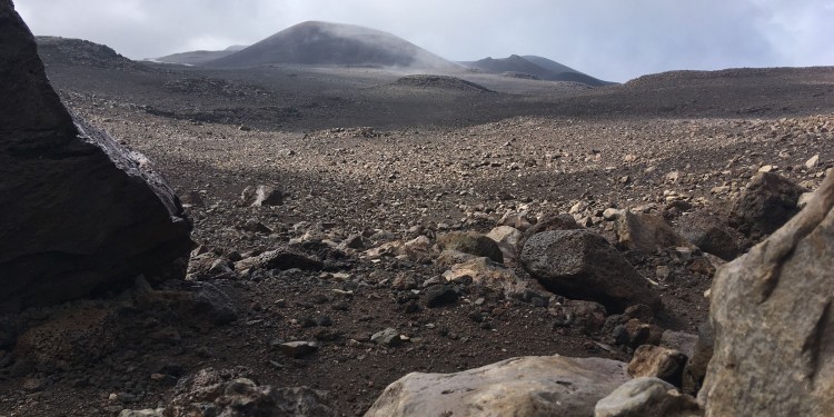 Looking up through the rocks near the summit of Mauna Kea on Hawaii's Big Island.